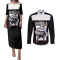 Tweed Heads Rugby Custom Couples Matching Puletasi and Long Sleeve Button Shirt Go Seagulls Mascot Sporty Style - Aussie Hoodie