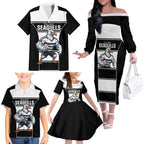 Tweed Heads Rugby Custom Family Matching Off The Shoulder Long Sleeve Dress and Hawaiian Shirt Go Seagulls Mascot Sporty Style - Aussie Hoodie