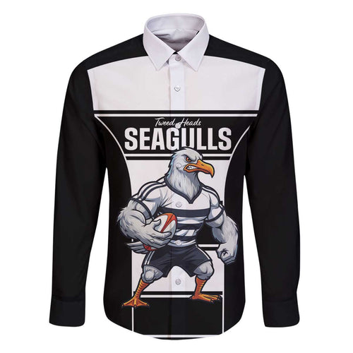 Tweed Heads Rugby Custom Family Matching Off The Shoulder Long Sleeve Dress and Hawaiian Shirt Go Seagulls Mascot Sporty Style - Aussie Hoodie