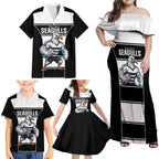 Tweed Heads Rugby Custom Family Matching Off Shoulder Maxi Dress and Hawaiian Shirt Go Seagulls Mascot Sporty Style - Aussie Hoodie