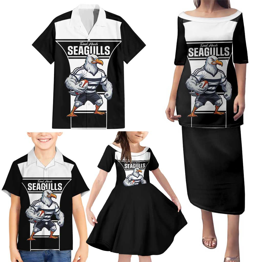 Tweed Heads Rugby Custom Family Matching Puletasi and Hawaiian Shirt Go Seagulls Mascot Sporty Style - Aussie Hoodie