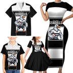 Tweed Heads Rugby Custom Family Matching Short Sleeve Bodycon Dress and Hawaiian Shirt Go Seagulls Mascot Sporty Style - Aussie Hoodie