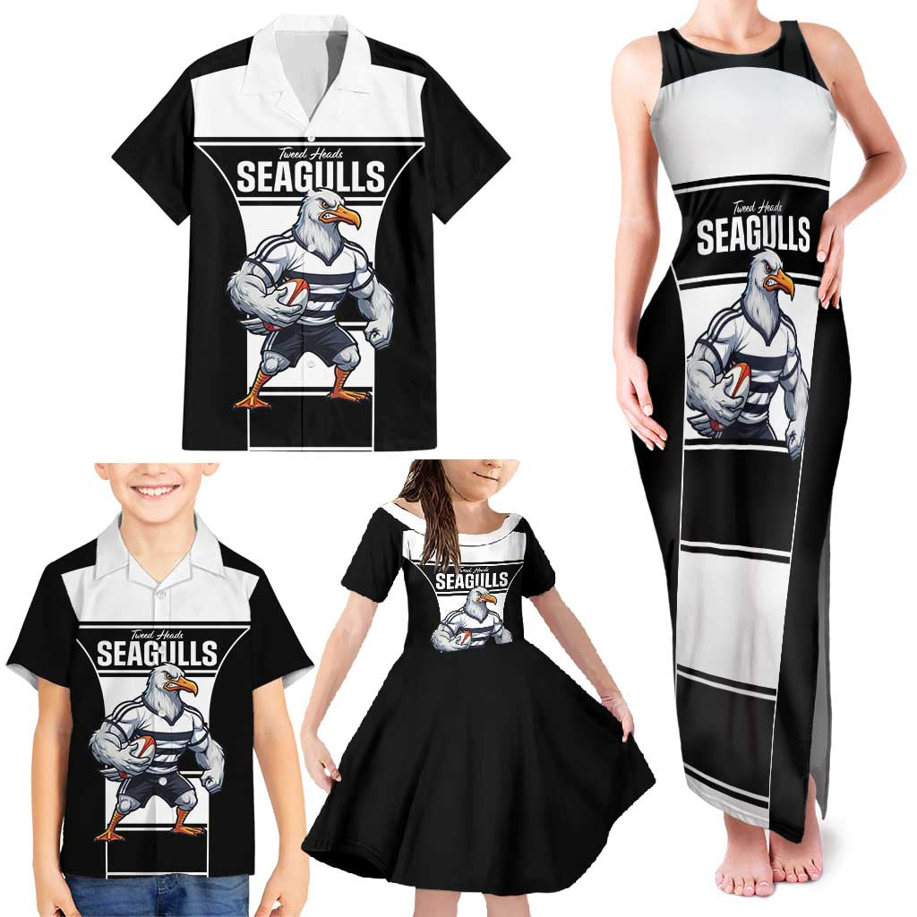 Tweed Heads Rugby Custom Family Matching Tank Maxi Dress and Hawaiian Shirt Go Seagulls Mascot Sporty Style - Aussie Hoodie