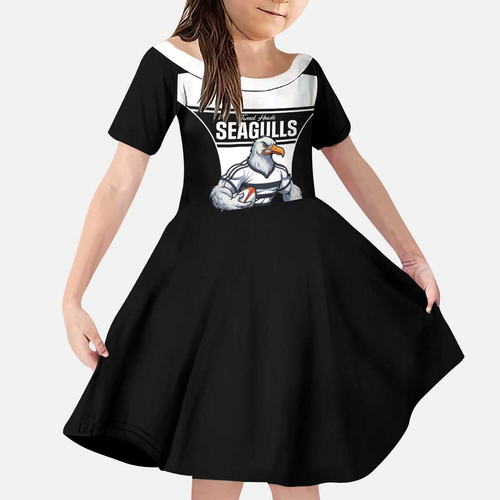 Tweed Heads Rugby Custom Kid Short Sleeve Dress Go Seagulls Mascot Sporty Style - Aussie Hoodie