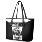Tweed Heads Rugby Custom Leather Tote Bag Go Seagulls Mascot Sporty Style - Aussie Hoodie