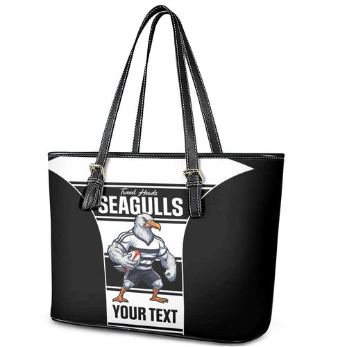 Tweed Heads Rugby Custom Leather Tote Bag Go Seagulls Mascot Sporty Style - Aussie Hoodie