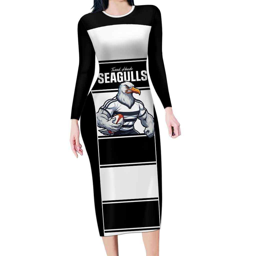 Tweed Heads Rugby Custom Long Sleeve Bodycon Dress Go Seagulls Mascot Sporty Style - Aussie Hoodie