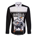 Tweed Heads Rugby Custom Long Sleeve Button Shirt Go Seagulls Mascot Sporty Style - Aussie Hoodie