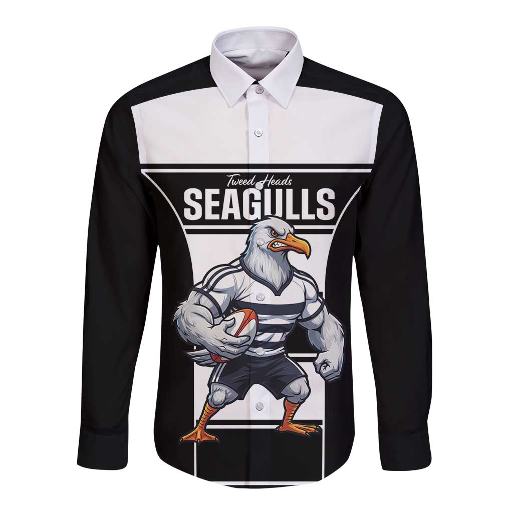 Tweed Heads Rugby Custom Long Sleeve Button Shirt Go Seagulls Mascot Sporty Style - Aussie Hoodie