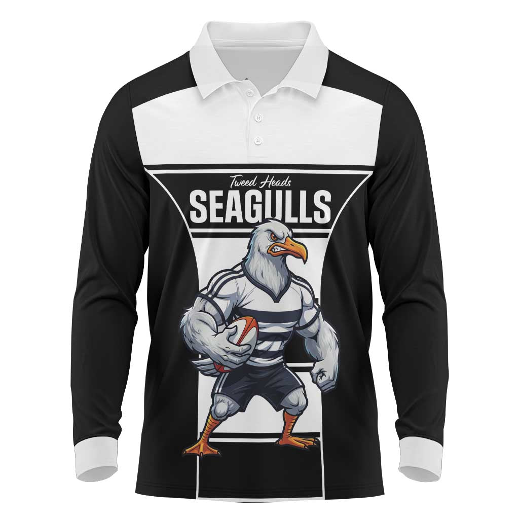 Tweed Heads Rugby Custom Long Sleeve Polo Shirt Go Seagulls Mascot Sporty Style - Aussie Hoodie