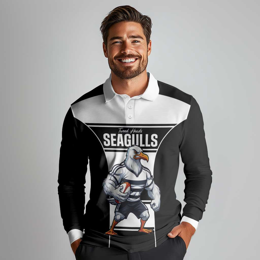 Tweed Heads Rugby Custom Long Sleeve Polo Shirt Go Seagulls Mascot Sporty Style - Aussie Hoodie