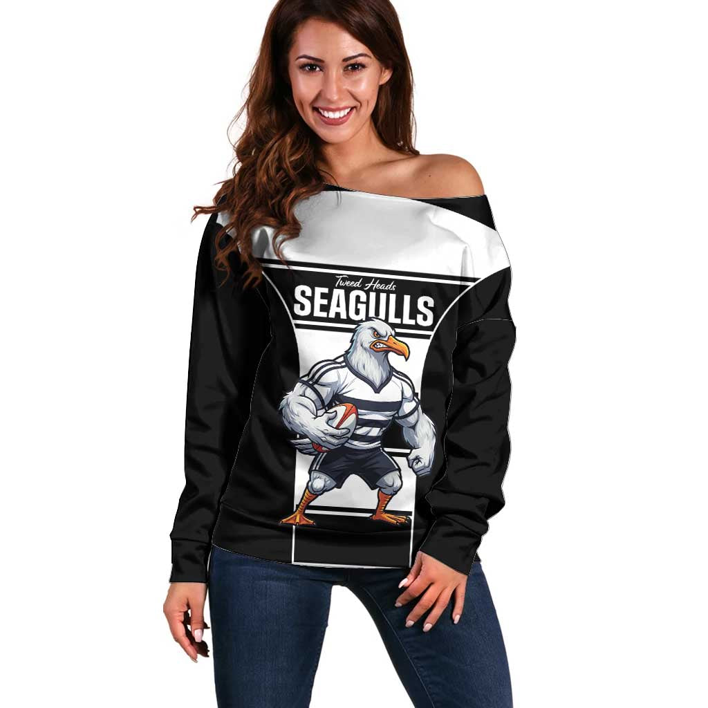 Tweed Heads Rugby Custom Off Shoulder Sweater Go Seagulls Mascot Sporty Style - Aussie Hoodie