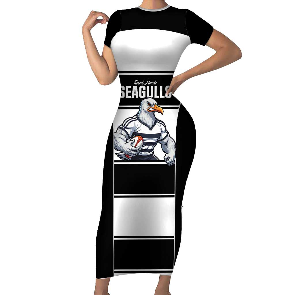 Tweed Heads Rugby Custom Short Sleeve Bodycon Dress Go Seagulls Mascot Sporty Style - Aussie Hoodie