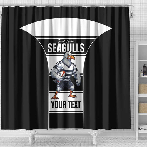 Tweed Heads Rugby Custom Shower Curtain Go Seagulls Mascot Sporty Style - Aussie Hoodie