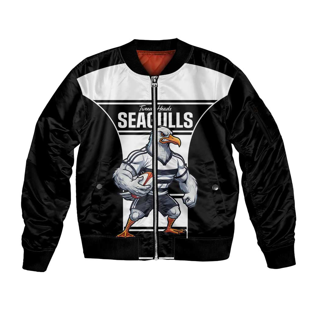 Tweed Heads Rugby Custom Sleeve Zip Bomber Jacket Go Seagulls Mascot Sporty Style - Aussie Hoodie