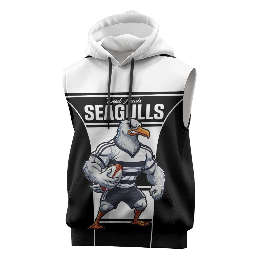 Tweed Heads Rugby Custom Sleeveless Hoodie Go Seagulls Mascot Sporty Style - Aussie Hoodie