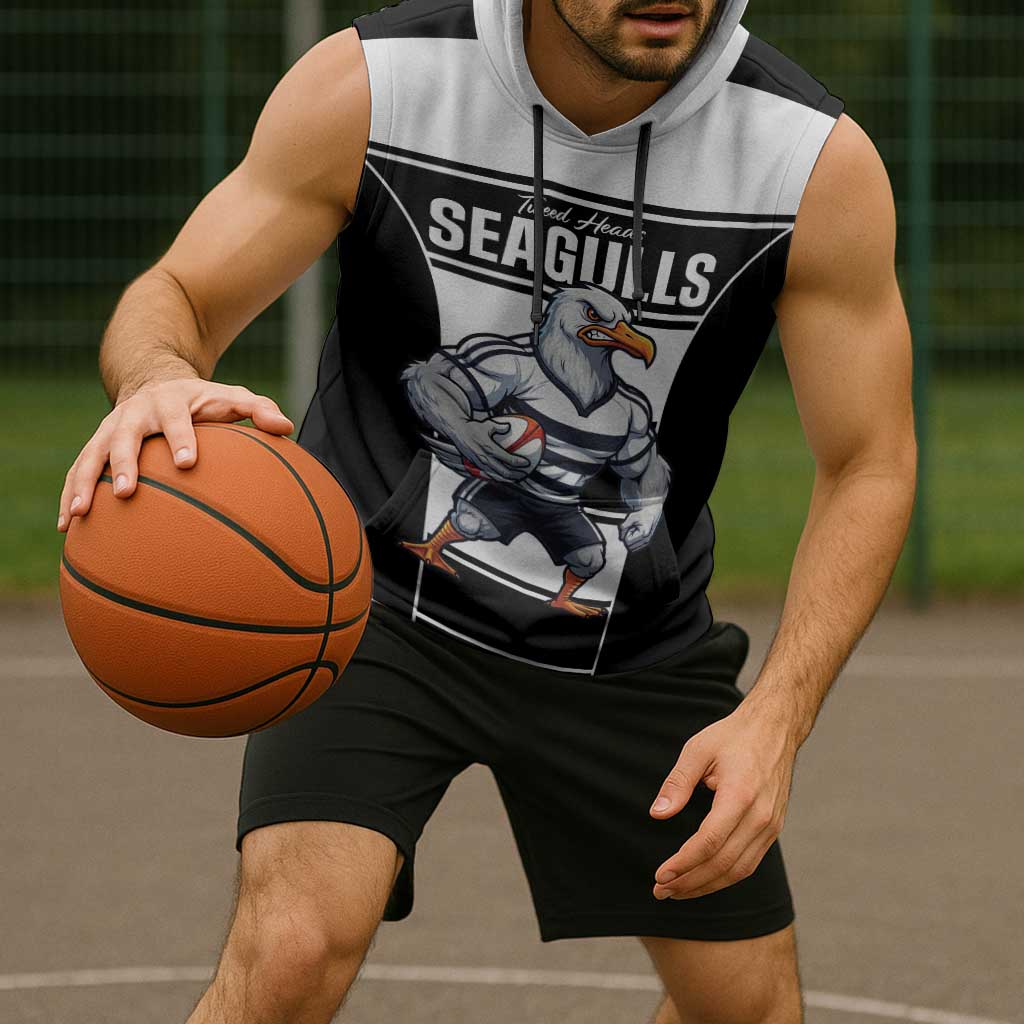 Tweed Heads Rugby Custom Sleeveless Hoodie Go Seagulls Mascot Sporty Style - Aussie Hoodie