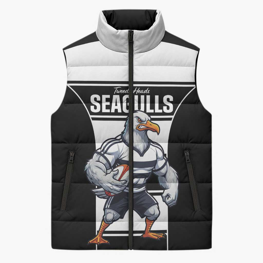 Tweed Heads Rugby Custom Sleeveless Puffer Jacket Go Seagulls Mascot Sporty Style - Aussie Hoodie