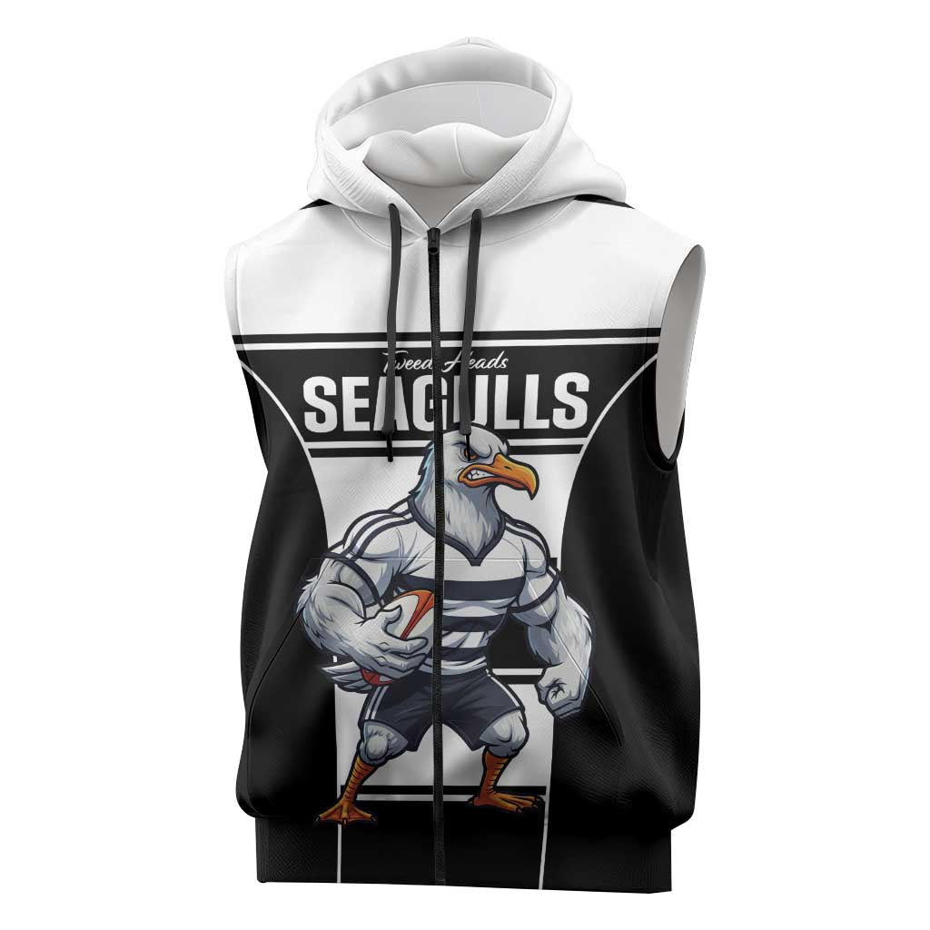Tweed Heads Rugby Custom Sleeveless Zip Hoodie Go Seagulls Mascot Sporty Style LT14