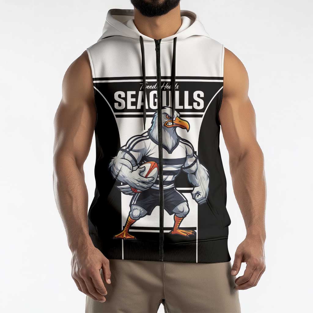 Tweed Heads Rugby Custom Sleeveless Zip Hoodie Go Seagulls Mascot Sporty Style LT14