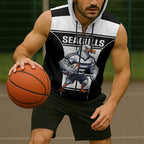 Tweed Heads Rugby Custom Sleeveless Zip Hoodie Go Seagulls Mascot Sporty Style LT14