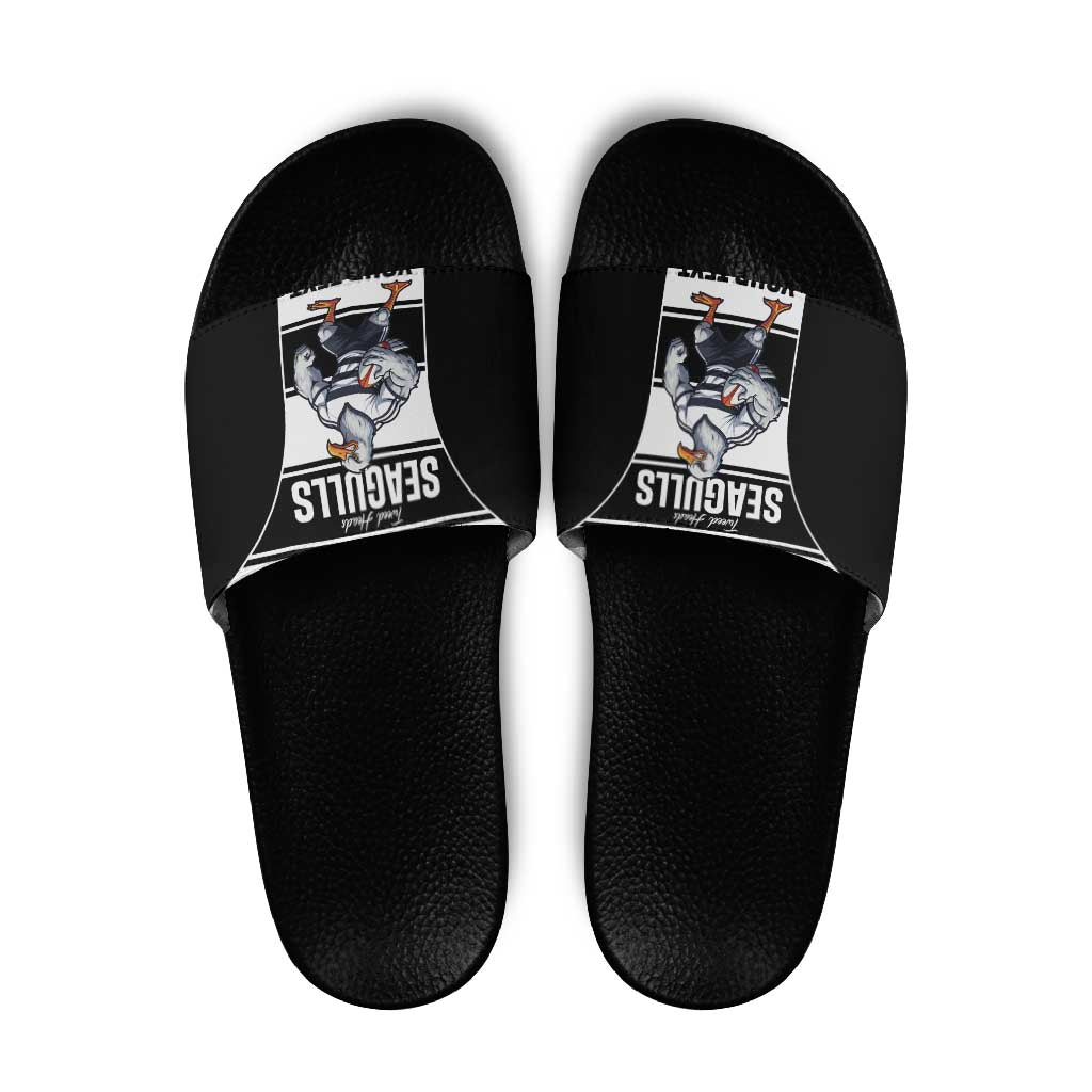 Tweed Heads Rugby Custom Slide Sandals Go Seagulls Mascot Sporty Style - Aussie Hoodie