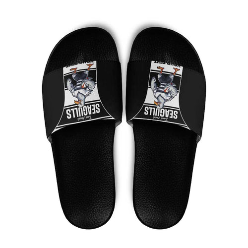 Tweed Heads Rugby Custom Slide Sandals Go Seagulls Mascot Sporty Style - Aussie Hoodie