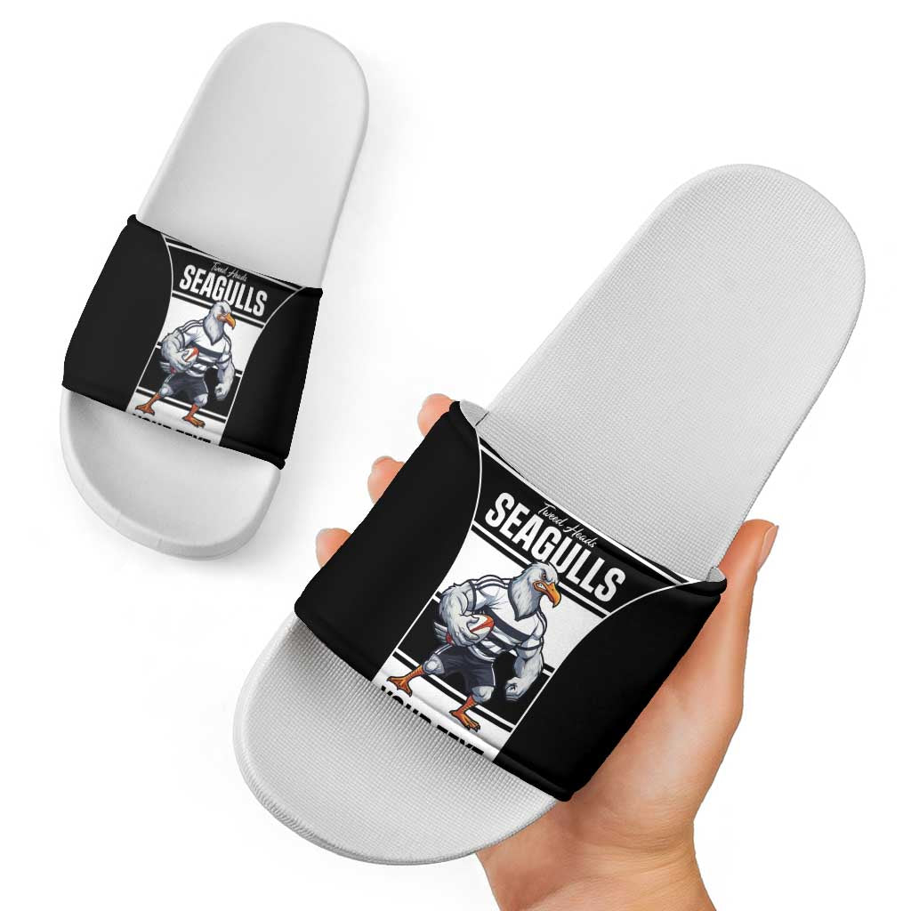Tweed Heads Rugby Custom Slide Sandals Go Seagulls Mascot Sporty Style - Aussie Hoodie