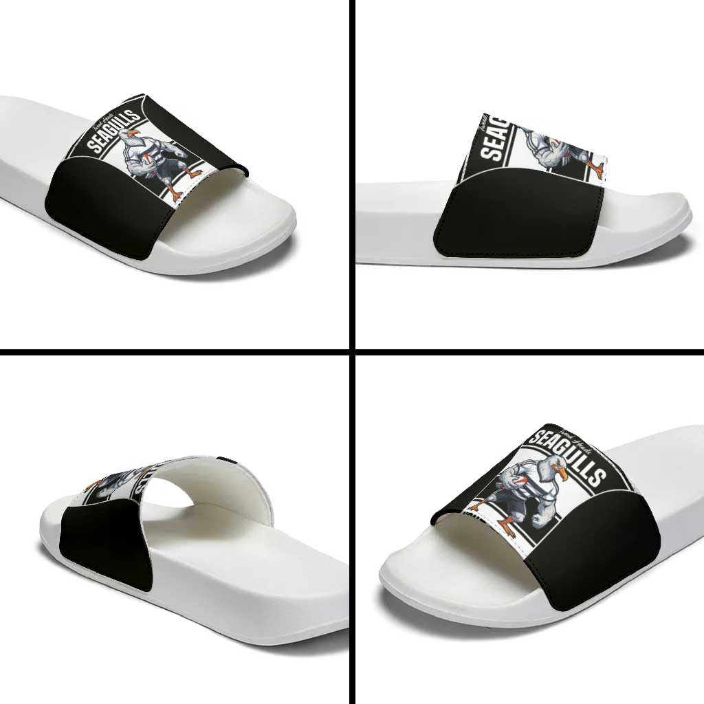 Tweed Heads Rugby Custom Slide Sandals Go Seagulls Mascot Sporty Style - Aussie Hoodie