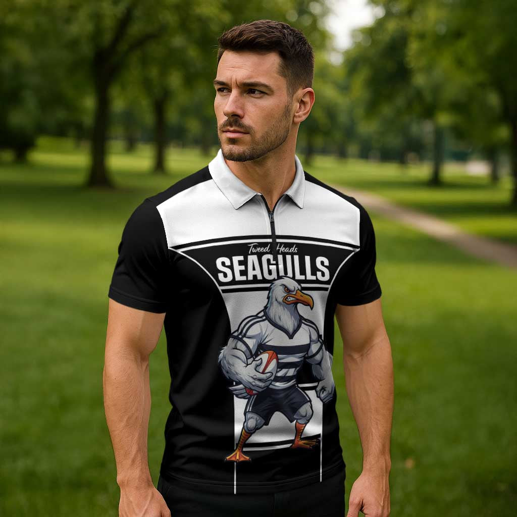 Tweed Heads Rugby Custom Zipper Polo Shirt Go Seagulls Mascot Sporty Style - Aussie Hoodie