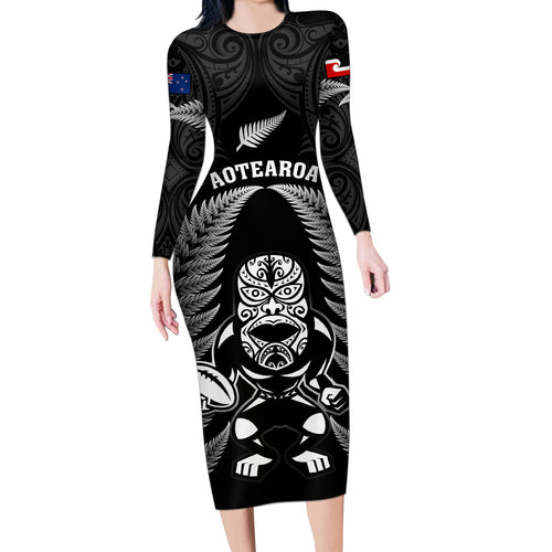 new-zealand-aotearoa-rugby-long-sleeve-bodycon-dress-nz-tiki-with-maori-fern-world-cup-black-version
