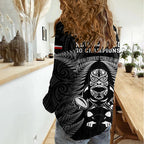New Zealand Aotearoa Rugby Women Casual Shirt NZ Tiki With Maori Fern World Cup Black Version LT14