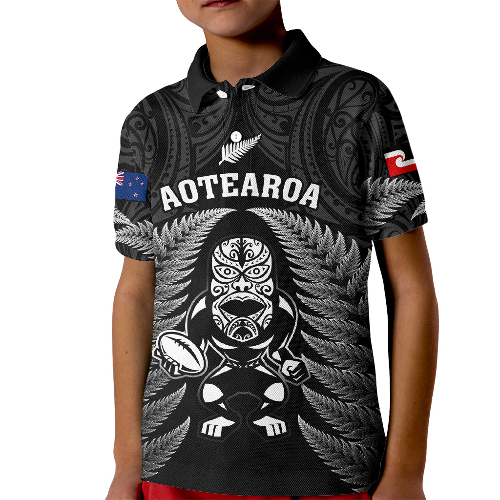 custom-new-zealand-aotearoa-rugby-kid-polo-shirt-nz-tiki-with-maori-fern-world-cup-black-version