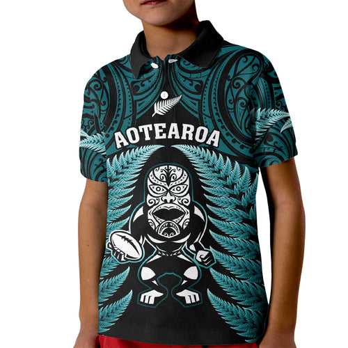 new-zealand-aotearoa-rugby-kid-polo-shirt-nz-tiki-with-maori-fern-world-cup-turquoise-version
