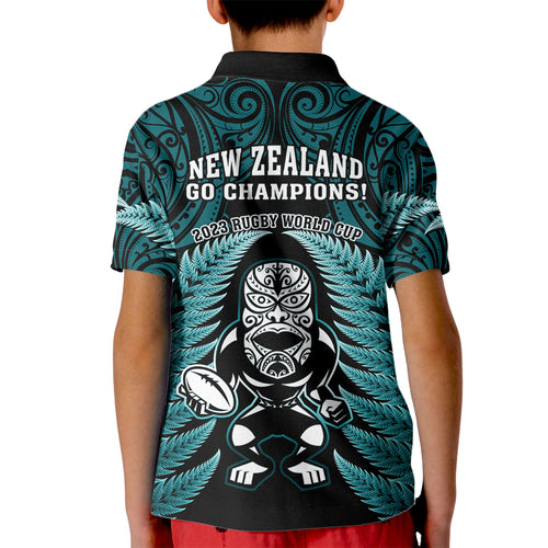 new-zealand-aotearoa-rugby-kid-polo-shirt-nz-tiki-with-maori-fern-world-cup-turquoise-version