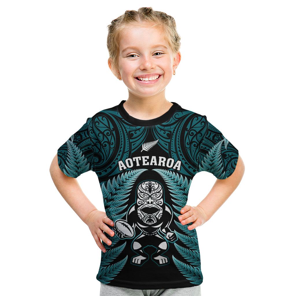 new-zealand-aotearoa-rugby-kid-t-shirt-nz-tiki-with-maori-fern-world-cup-turquoise-version