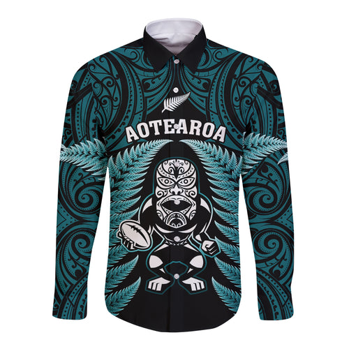 new-zealand-aotearoa-rugby-long-sleeve-button-shirt-nz-tiki-with-maori-fern-world-cup-turquoise-version