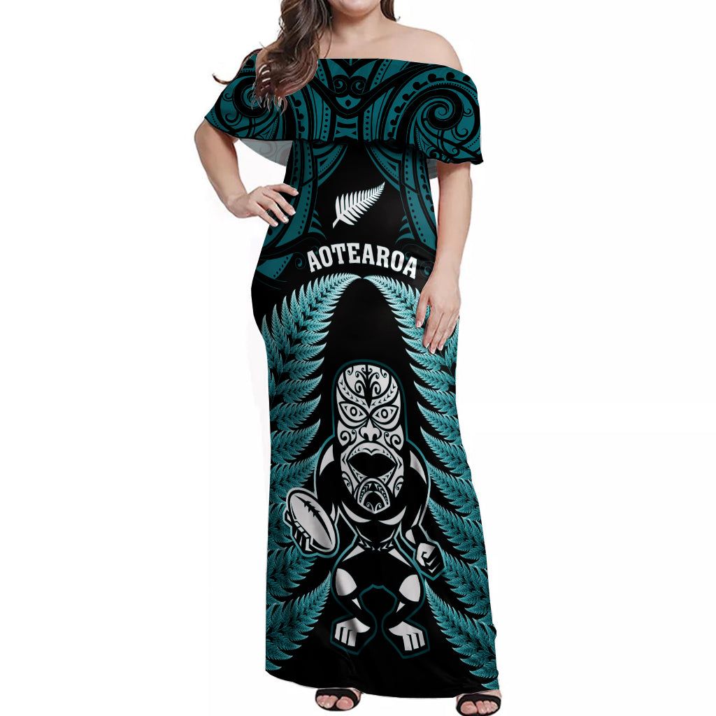 new-zealand-aotearoa-rugby-off-shoulder-maxi-dress-nz-tiki-with-maori-fern-world-cup-turquoise-version