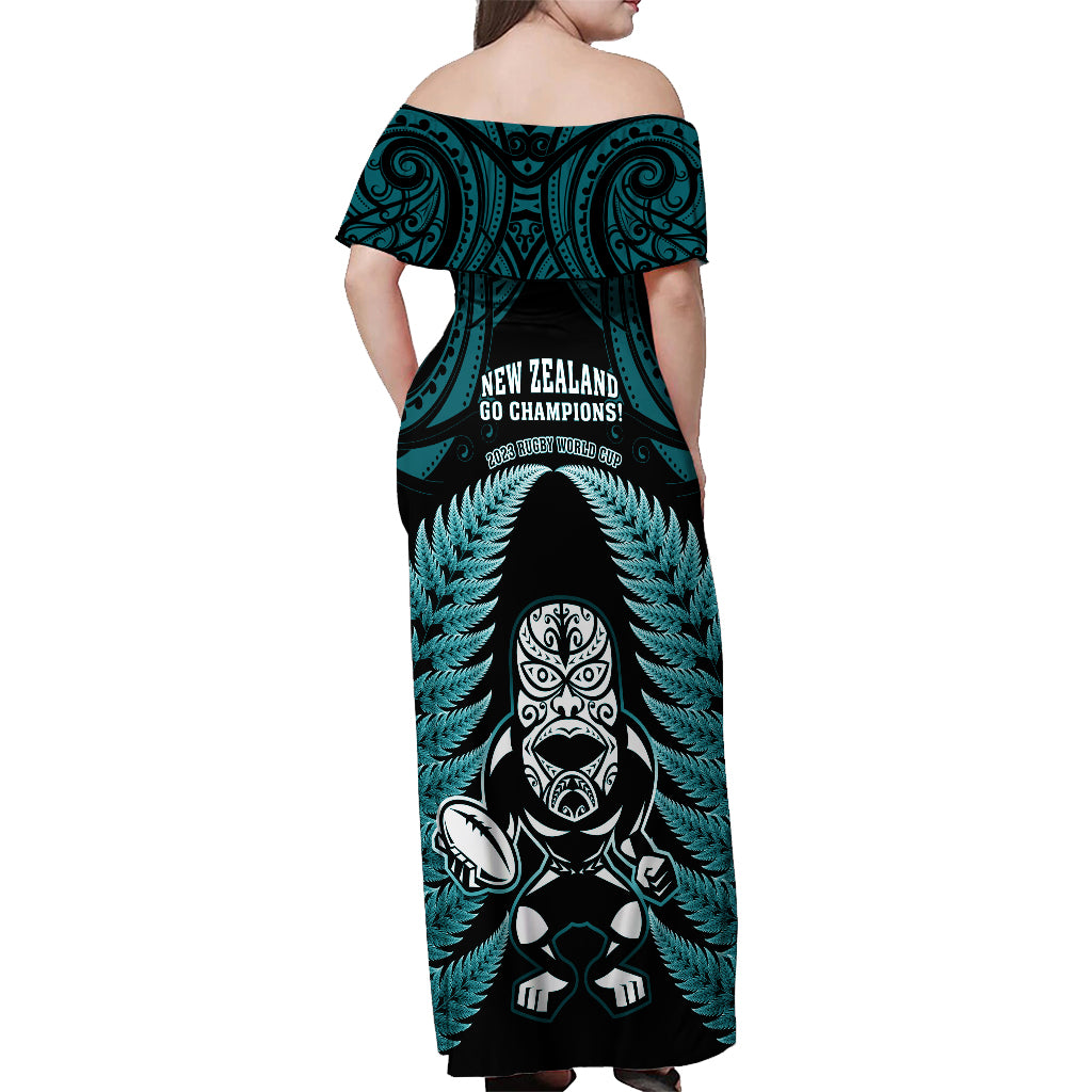 new-zealand-aotearoa-rugby-off-shoulder-maxi-dress-nz-tiki-with-maori-fern-world-cup-turquoise-version