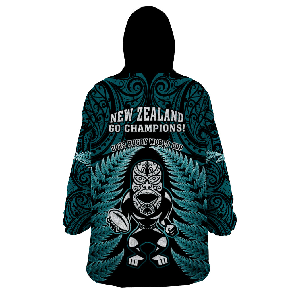 new-zealand-aotearoa-rugby-wearable-blanket-hoodie-nz-tiki-with-maori-fern-world-cup-turquoise-version