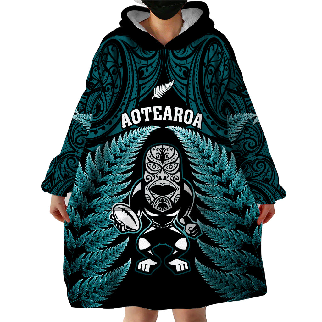 new-zealand-aotearoa-rugby-wearable-blanket-hoodie-nz-tiki-with-maori-fern-world-cup-turquoise-version