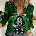 New Zealand Aotearoa Rugby Women Casual Shirt NZ Tiki With Maori Fern World Cup Green Version LT14
