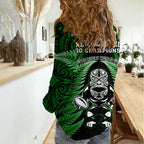 New Zealand Aotearoa Rugby Women Casual Shirt NZ Tiki With Maori Fern World Cup Green Version LT14
