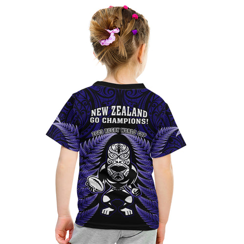 new-zealand-aotearoa-rugby-kid-t-shirt-nz-tiki-with-maori-fern-world-cup-blue-version