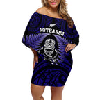 new-zealand-aotearoa-rugby-off-shoulder-short-dress-nz-tiki-with-maori-fern-world-cup-blue-version