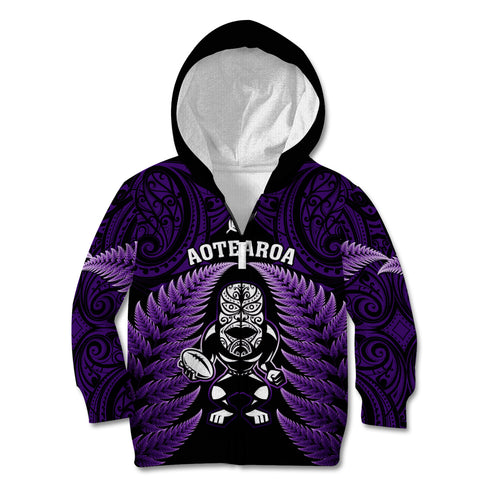 new-zealand-aotearoa-rugby-kid-hoodie-nz-tiki-with-maori-fern-world-cup-purple-version