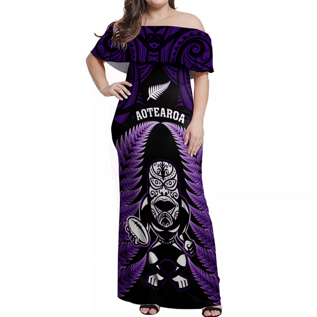 new-zealand-aotearoa-rugby-off-shoulder-maxi-dress-nz-tiki-with-maori-fern-world-cup-purple-version