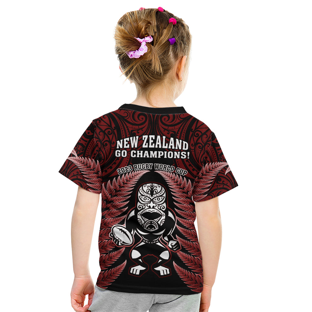 new-zealand-aotearoa-rugby-kid-t-shirt-nz-tiki-with-maori-fern-world-cup-red-version