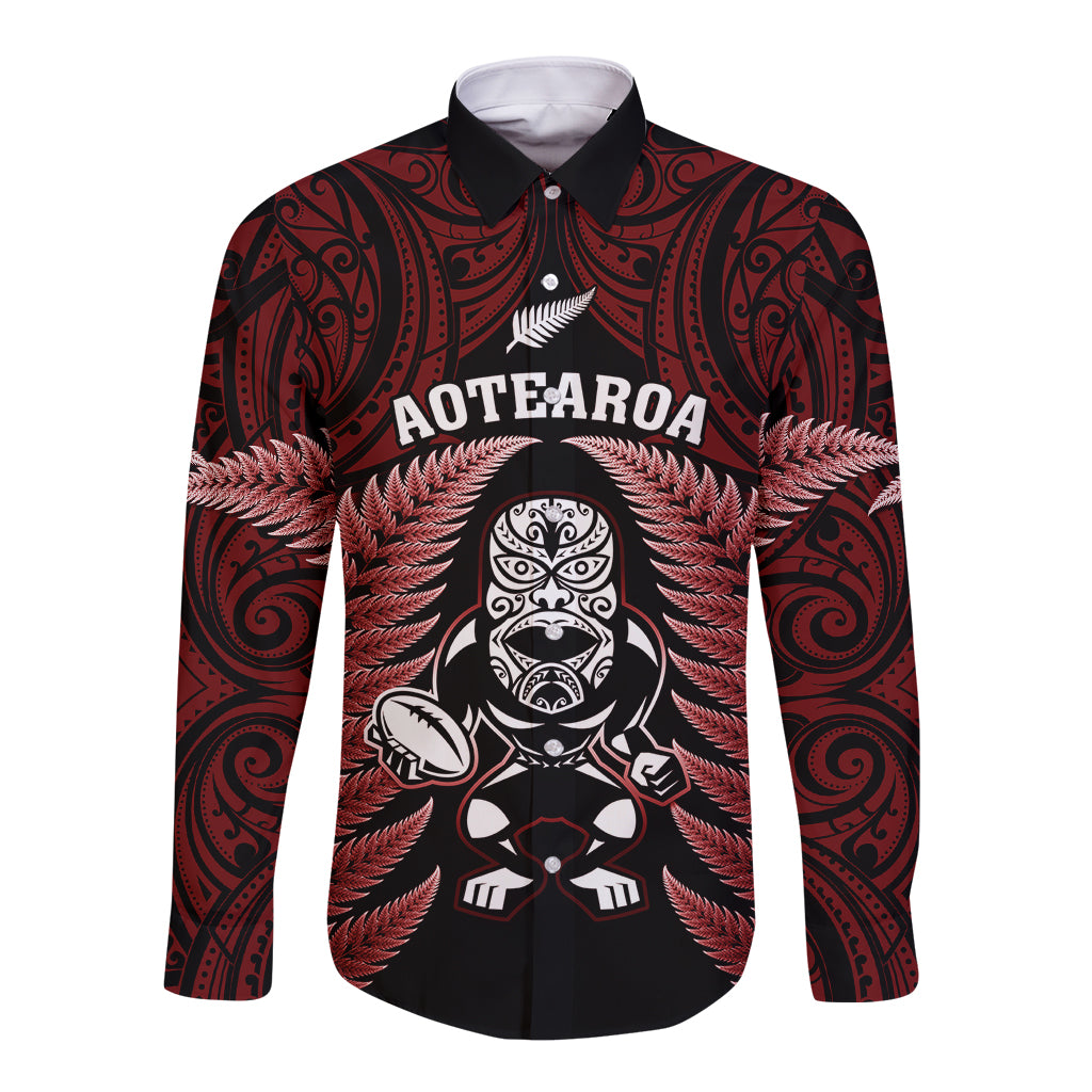 new-zealand-aotearoa-rugby-long-sleeve-button-shirt-nz-tiki-with-maori-fern-world-cup-red-version