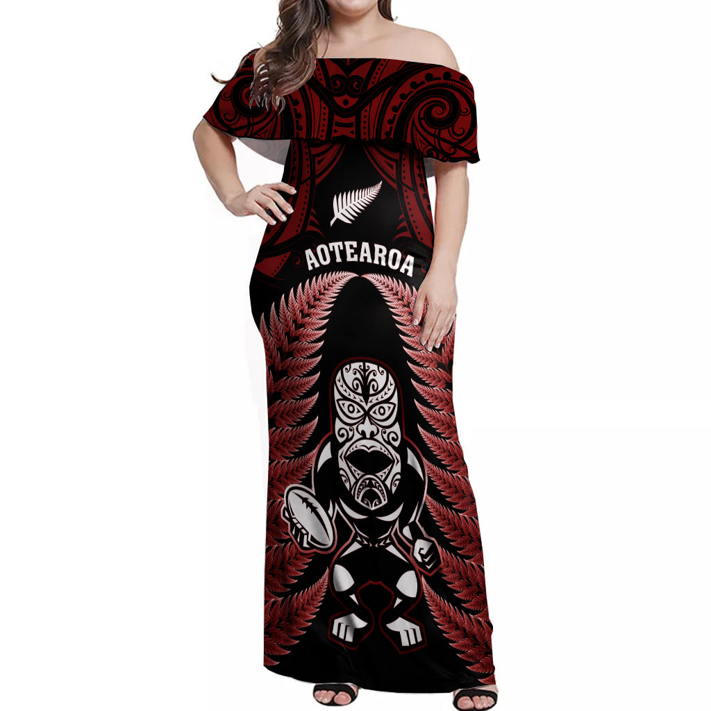 new-zealand-aotearoa-rugby-off-shoulder-maxi-dress-nz-tiki-with-maori-fern-world-cup-red-version